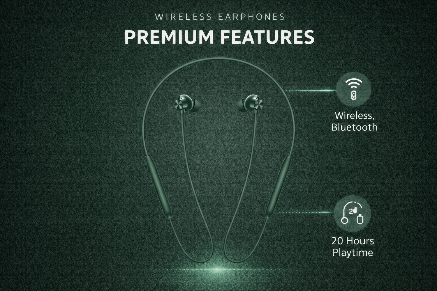 Image of Lynacz Original Z2 Bluetooth Neckband Bluetooth Headset (Green, In the Ear)