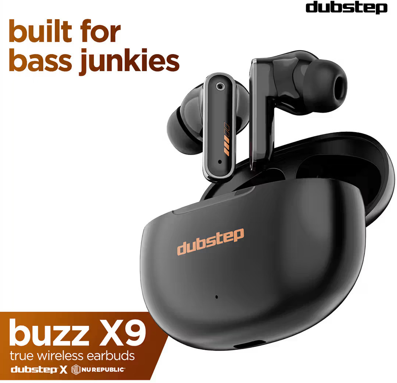 Image of Dubstep Buzz X9 With 56 Hrs playtime Enc Tws Bluetooth Headset (Black, True Wireless)