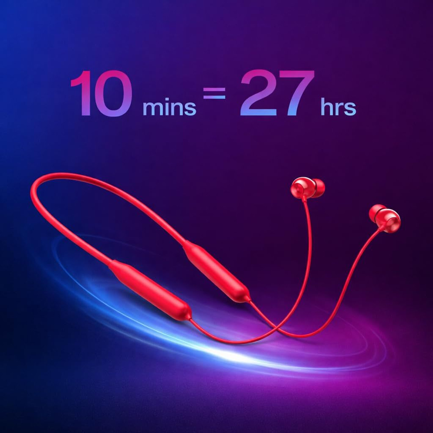 Image of Lynacz Original Compatible for OnePlus Z3 Wireless Neckband Bluetooth Earphones (Red) | ANC Bluetooth Headset (28 Hours Battery | Type-C Fast Charging | Dual Pairing, In the Ear)