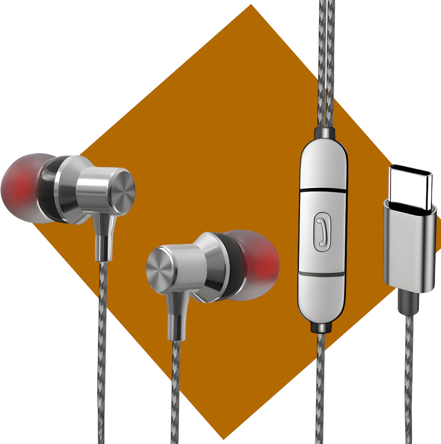 Image of Deeravia Type-C Earphone|ENC Mic| Premium Earphone| Magnetized Buds pro Phantom UBXP Wired Headset (Grey, In the Ear)