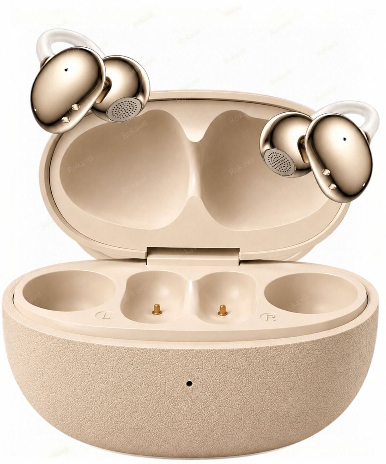Image of VQRAX Girls earbuds earring design Ear-clip buds Korean stylish wireless earbuds 40H Bluetooth Headset (Beige, True Wireless)