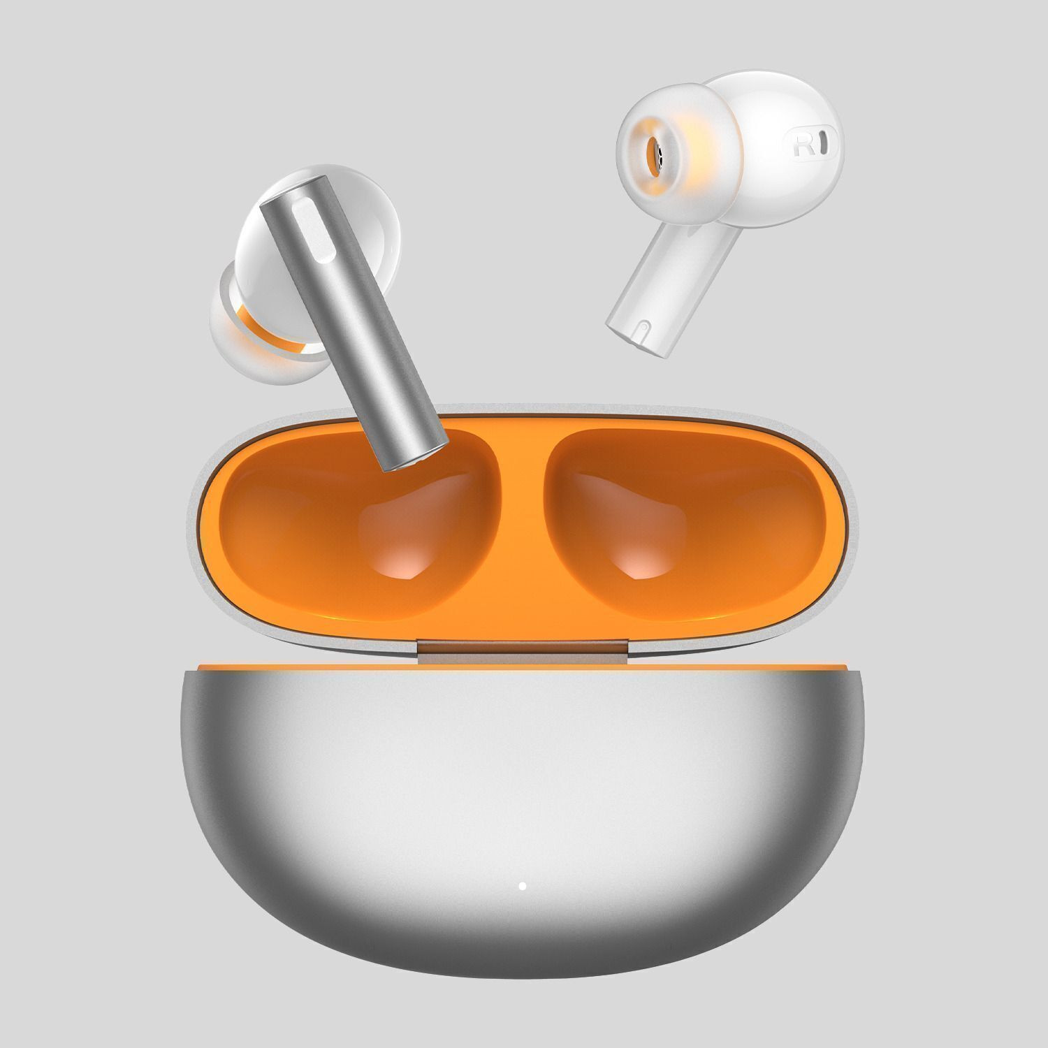 Image of Lynacz Original Original Earbuds Compatible For R-ealme Buds air 6 Bluetooth Headset (Earphone Lasting Battery Hybrid Noise Cancellation (Silver), True Wireless)
