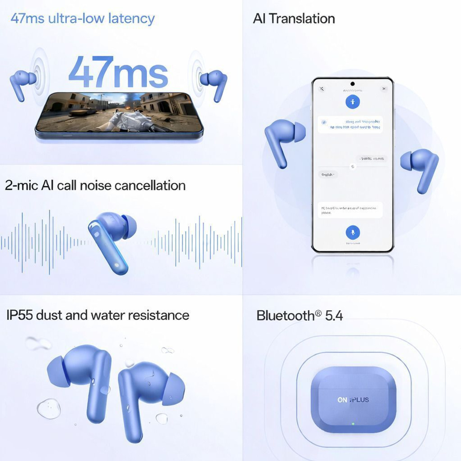 Image of OnePIus Nord Buds 3r TWS Earbuds up to 54 hours PIayback Bluetooth Headset (Aura Blue, True Wireless)
