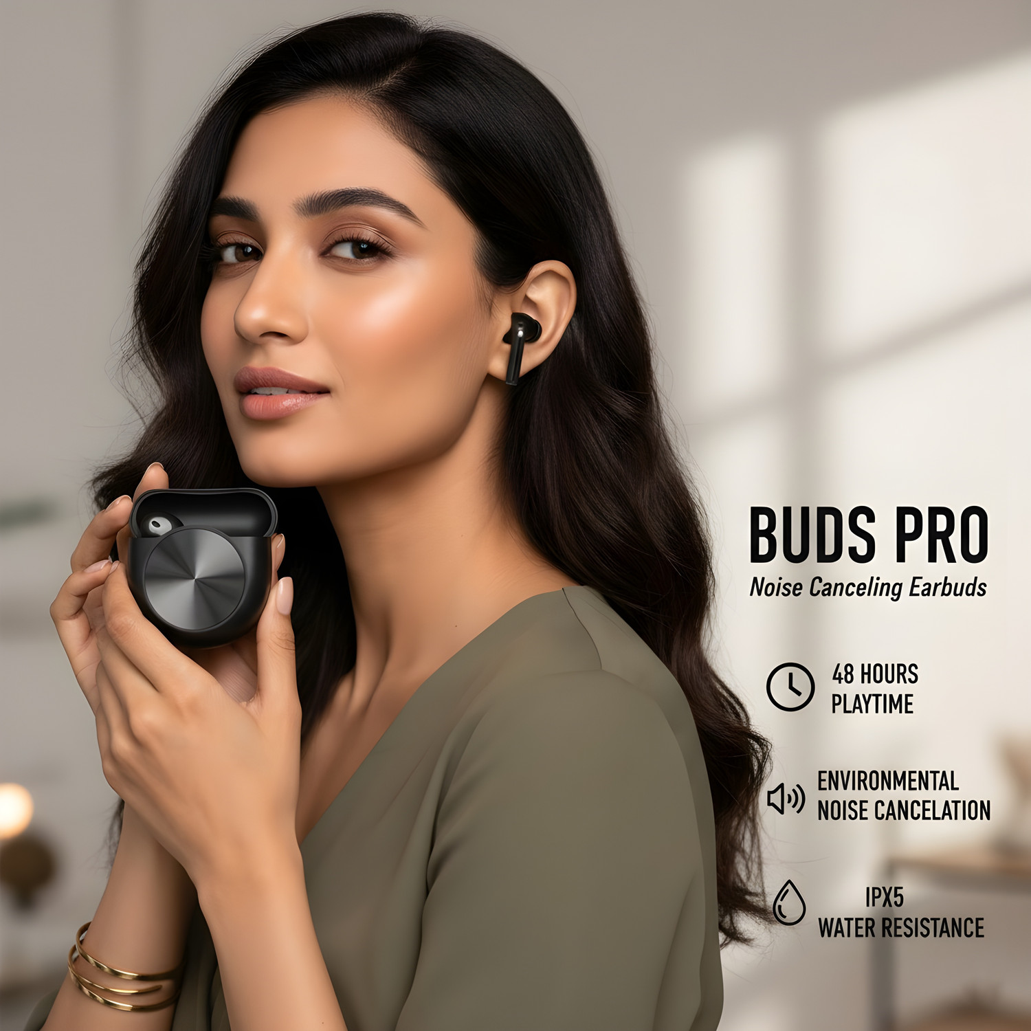Image of house of common Master buds Core ANC | 49dB 6 Mic ENC, 48Hr Playtime, Hi-Res Audio 3E Bluetooth Headset (Black, True Wireless)