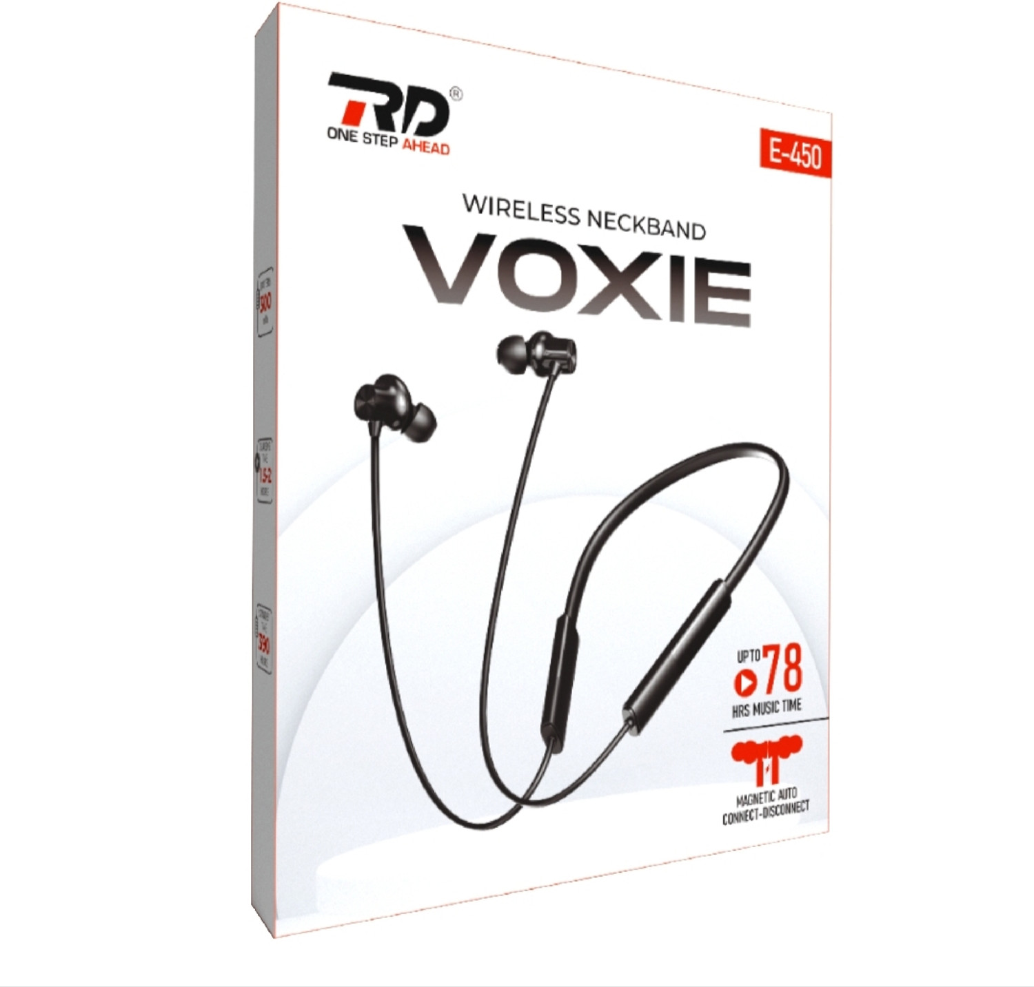 Image of RD E450 Bluetooth Neckband with Deep Bass, Fast Charging, Magnetic Earbuds Bluetooth Headset (Black, In the Ear)