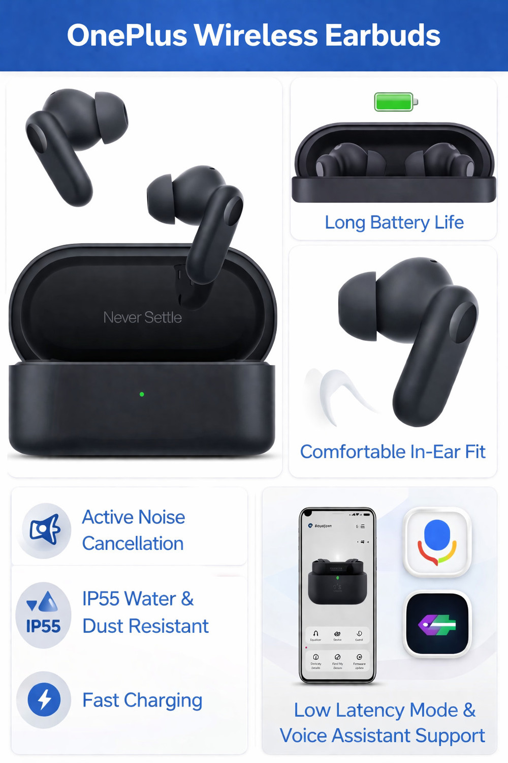 Image of THANVIKA TECH Buds 2r Bluetooth 5.3 Wireless Earbuds (Deep Grey) Bluetooth Headset (Deep Grey, True Wireless)