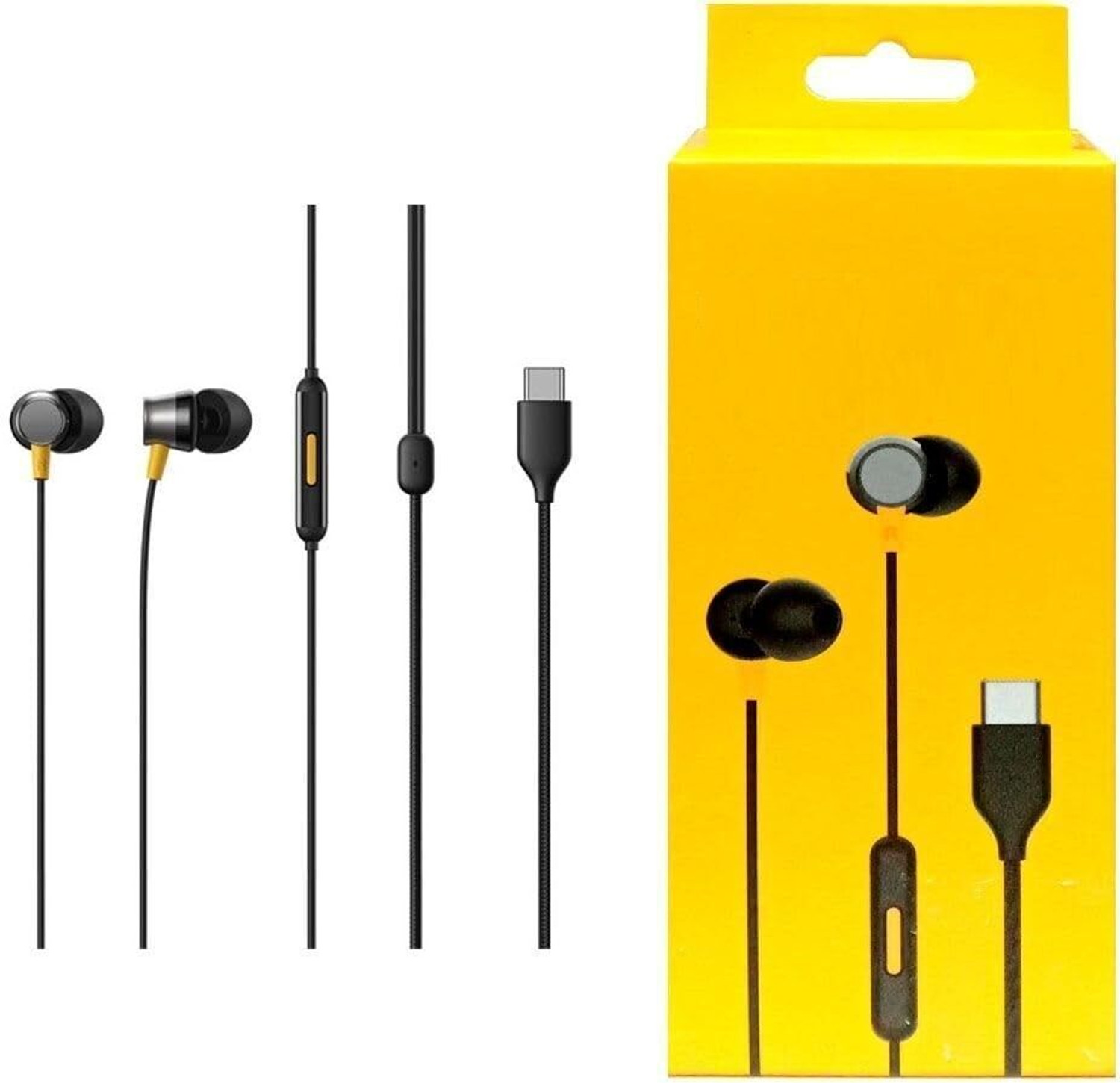 Image of AYNEXS ORIGINAL for Realme Buds 2 Neo Wired Earphones with Mic, 11.2mm Bass Driver, Tangle-Free Wired Headset (Black, In the Ear)