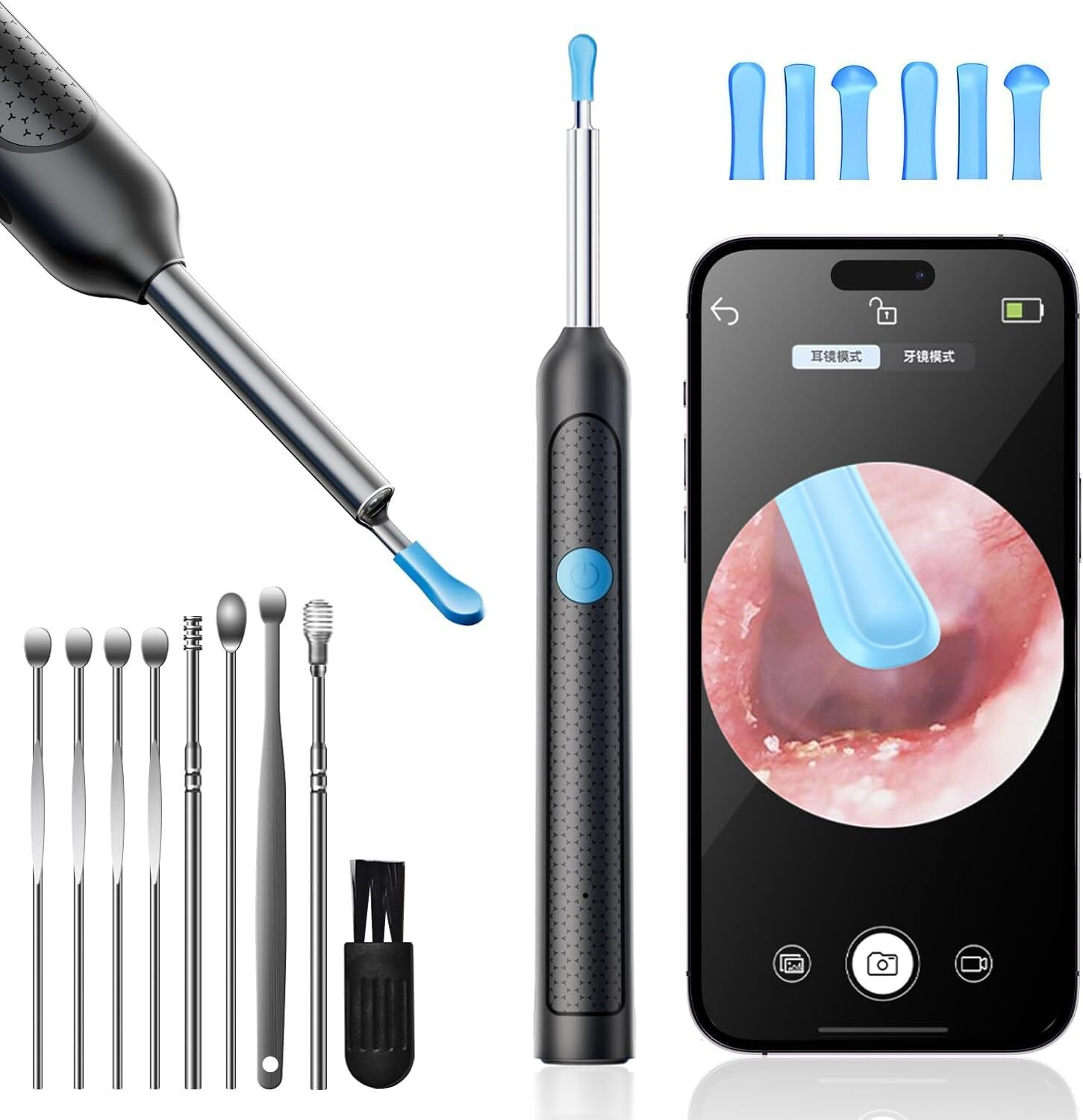 Image of Accutrust Smart WiFi Ear Cleaner Stick with 5 Million HD Camera, 3.5mm Lens, 360 Rotation Electric Ear Cleaner