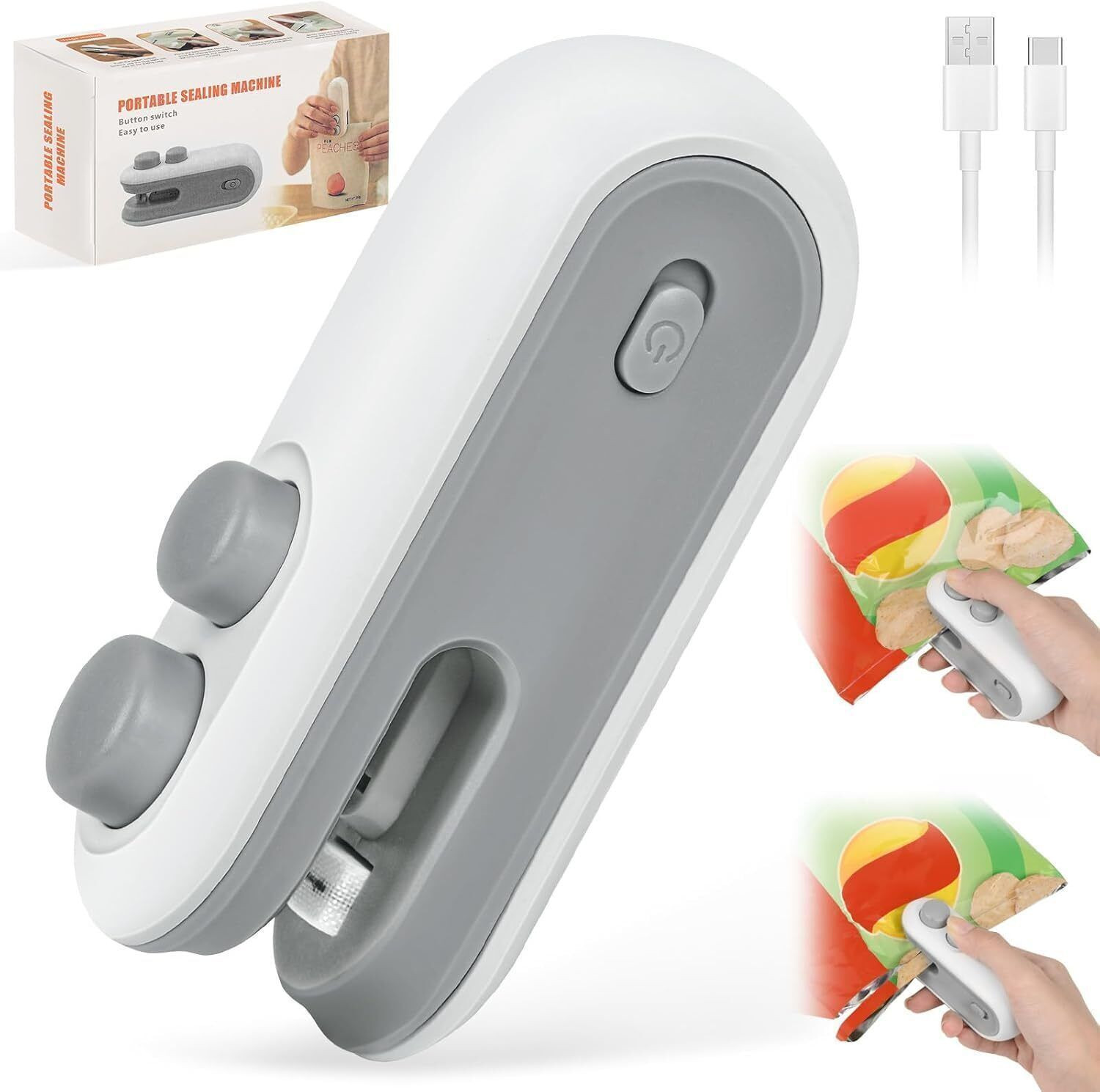 Image of SRBKfashion Mini Sealing Machine ๐ช | USB Rechargeable Handheld Sealer for Food & Snacks Hand Held Heat Sealer (90 mm)
