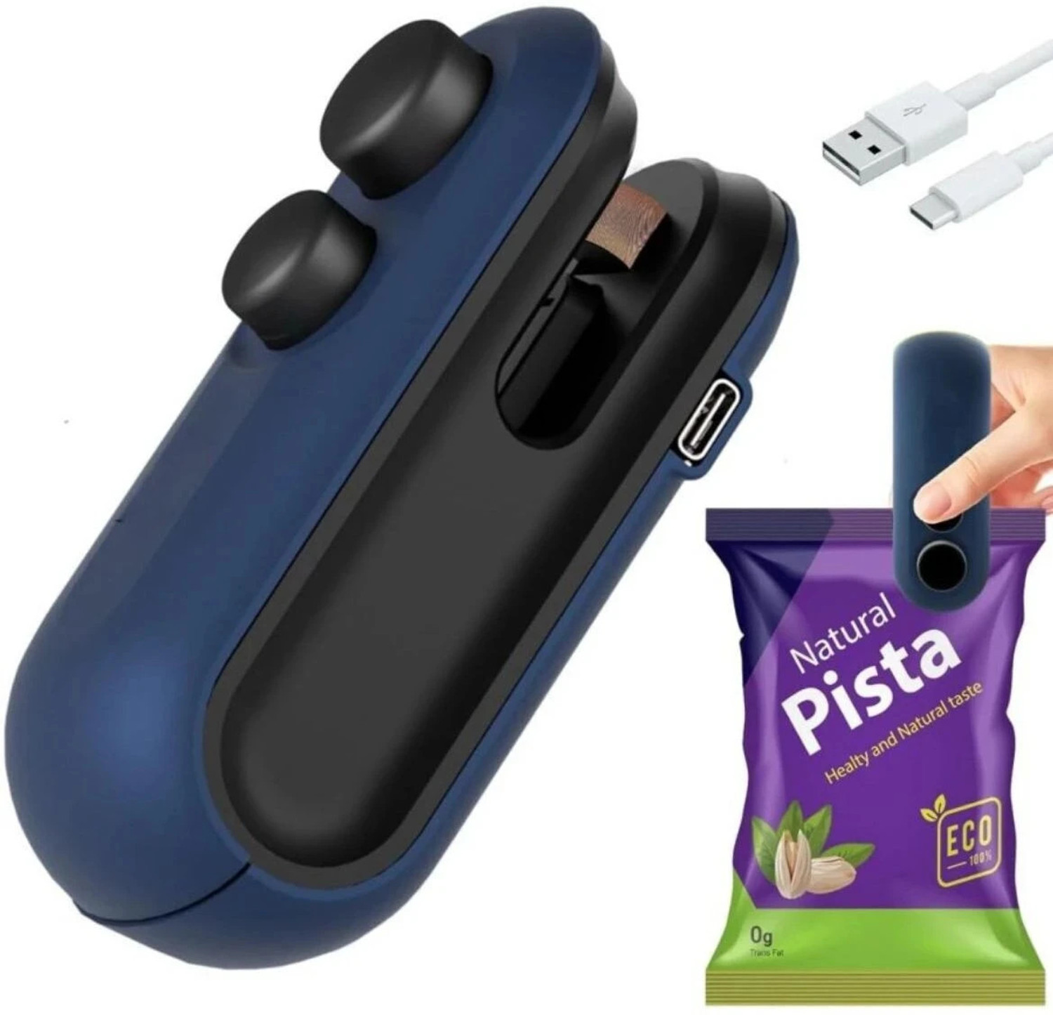 Image of SRBKfashion Mini Sealing Machine ๐ช | USB Rechargeable Handheld Sealer for Food & Snacks Hand Held Heat Sealer (90 mm)