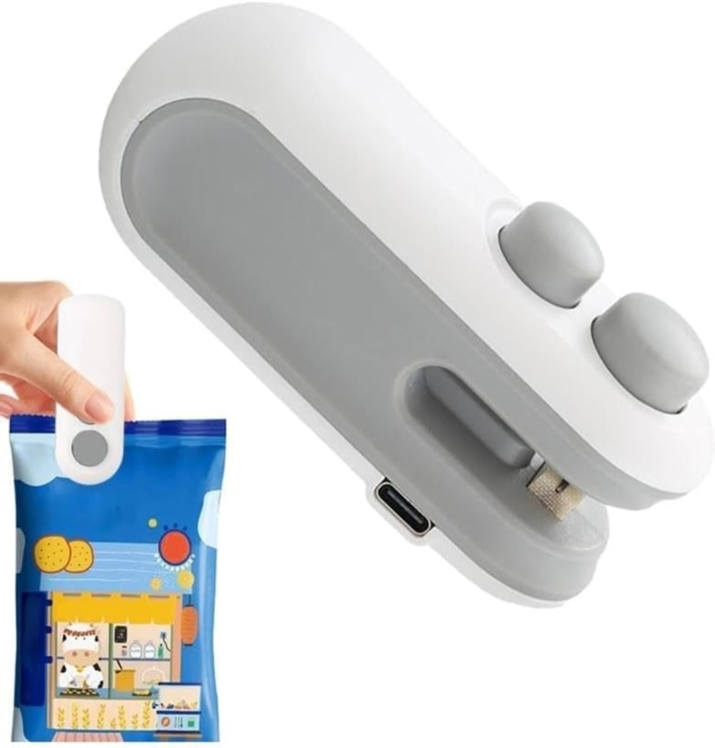 Image of SRBKfashion Mini Sealing Machine ๐ช | USB Rechargeable Handheld Sealer for Food & Snacks Hand Held Heat Sealer (90 mm)