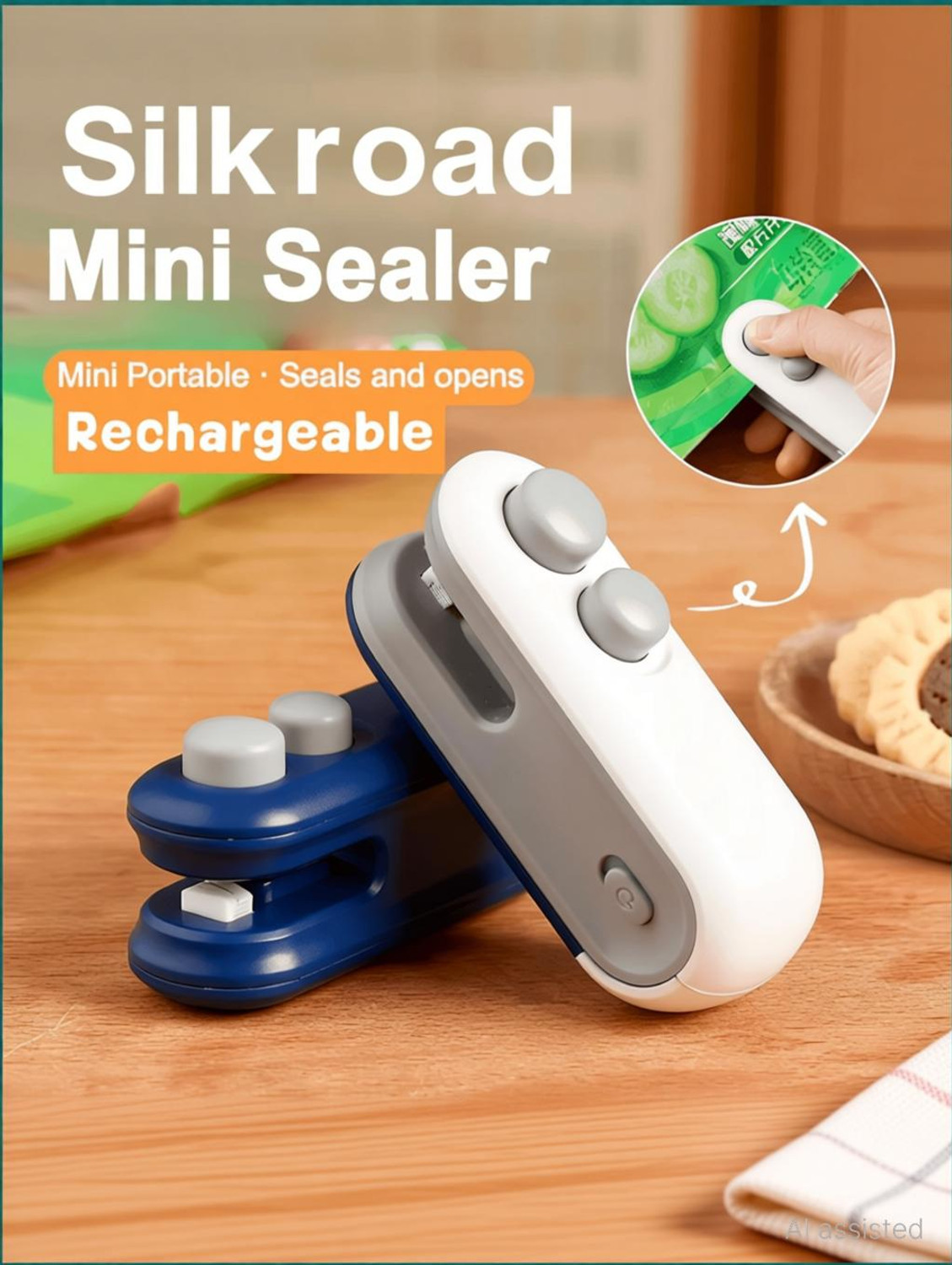 Image of SRBKfashion Mini Sealing Machine ๐ช | USB Rechargeable Handheld Sealer for Food & Snacks Hand Held Heat Sealer (90 mm)