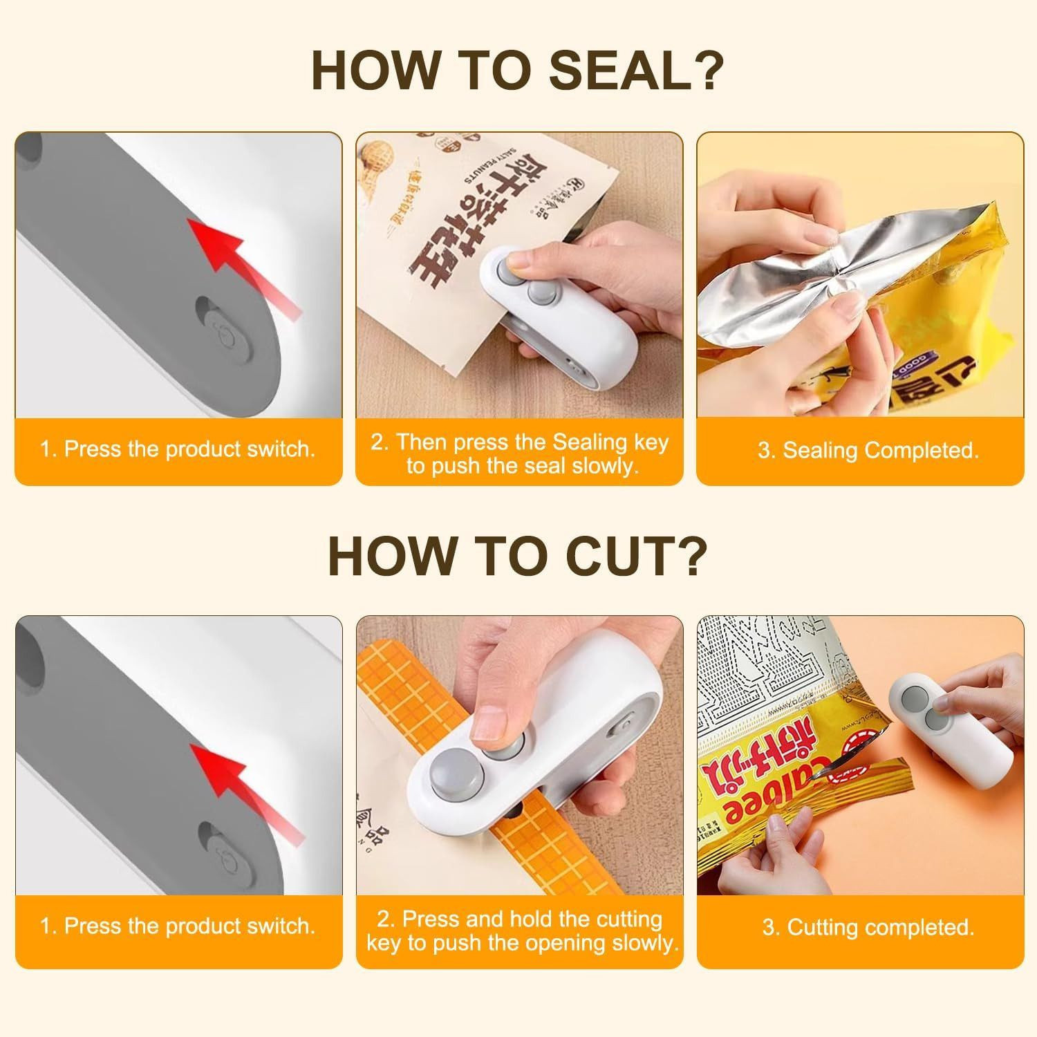 Image of SRBKfashion Mini Sealing Machine ๐ช | USB Rechargeable Handheld Sealer for Food & Snacks Hand Held Heat Sealer (90 mm)