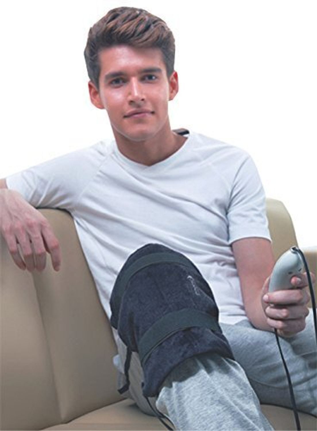 Image of LEADWORT Leg & Thigh Massager 28 Air Bags 3 Level Air Pressure Heating Roller Therepy, Improve Blood Circulation Kneading Legs Massager (Brown)