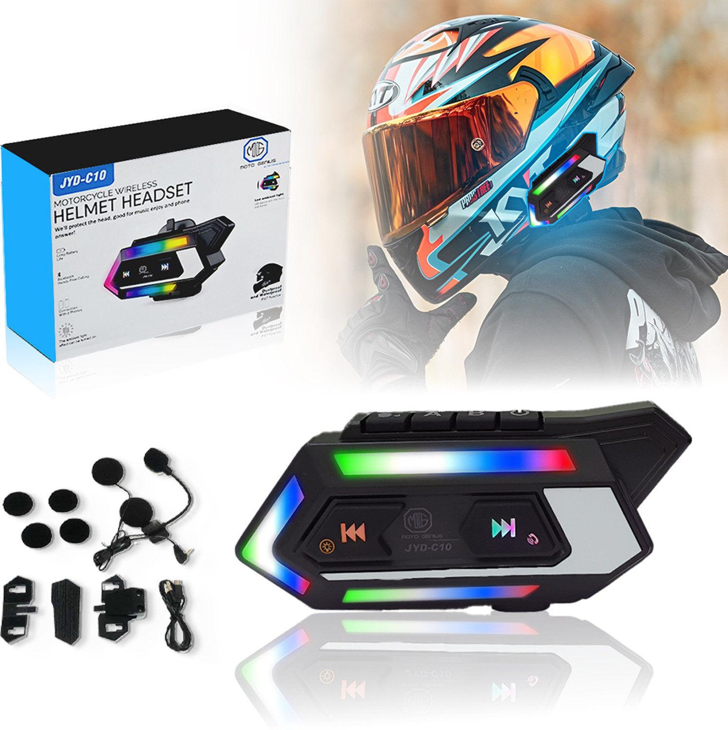 Moto Genius JYD-C10 Helmet Bluetooth Headset - Image 1