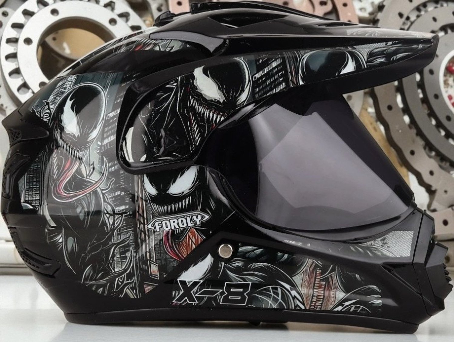 Image of CR Decals Designs Vega Bolt Bunny Motorbike Helmet (Black, Red)