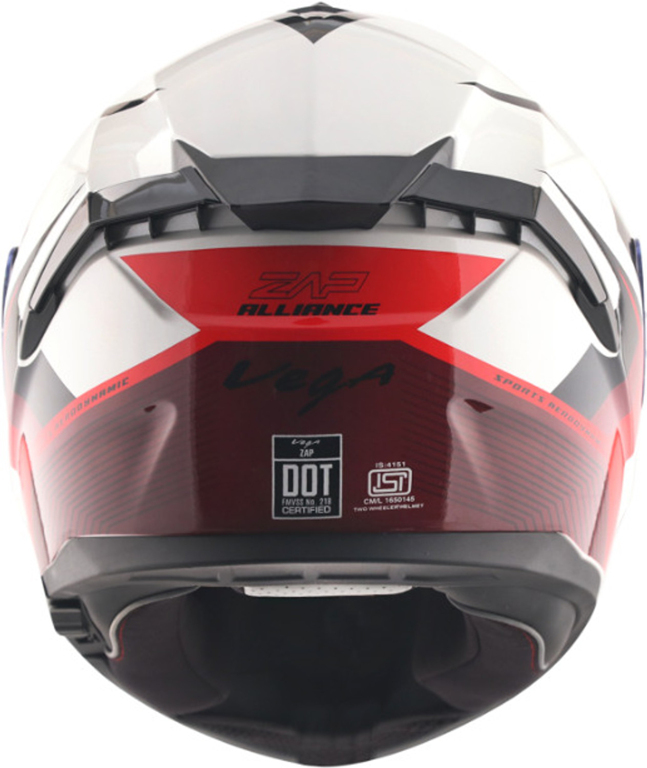 Image of VEGA Zap Alliance Dot & ISI Certified Full Face Medium Motorbike Helmet (White Red)
