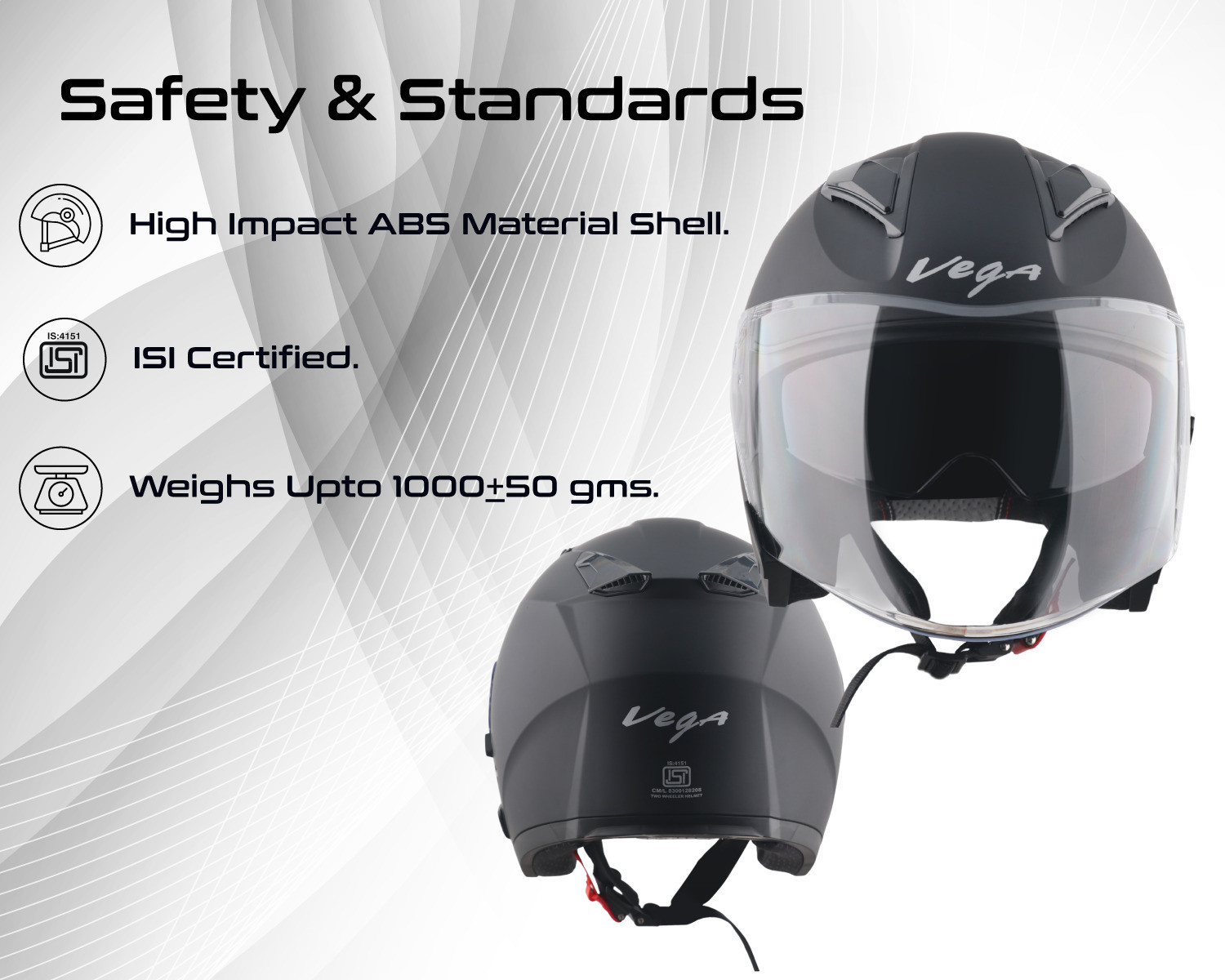 Image of VEGA VO-03 Swift DV Solid Colors Helmet Dull Motorbike Helmet (Dull Black)