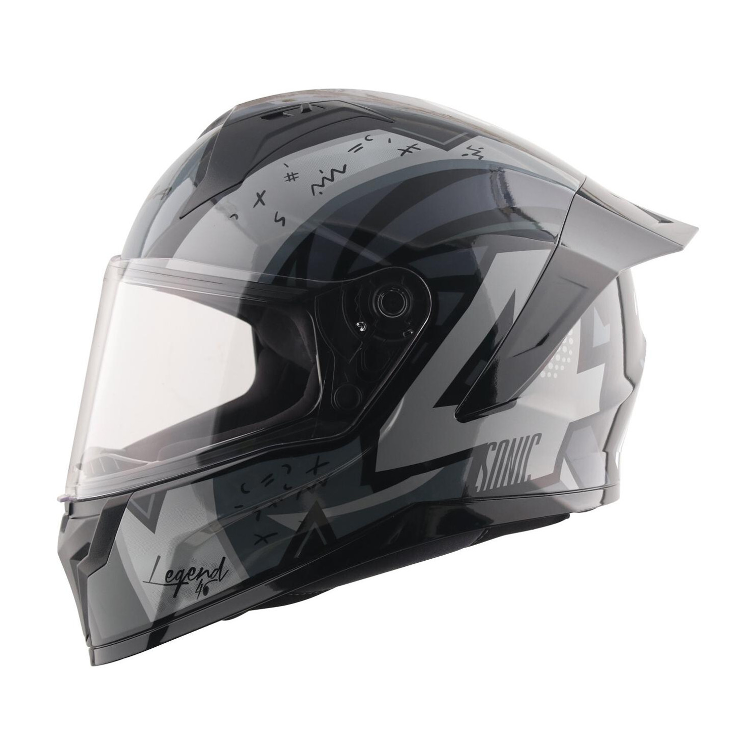 VEGA Sonic Legend Motorbike Helmet Black Grey - Image 1