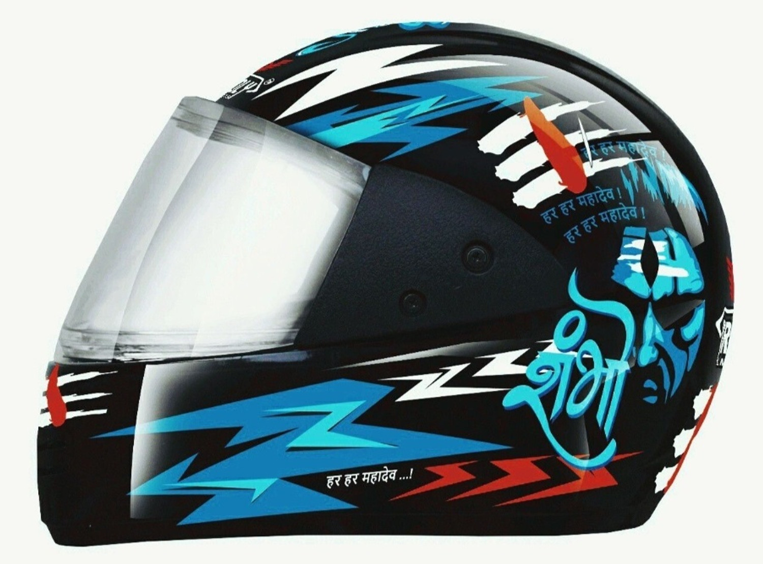 Image of CR Decals Designs Vega Bolt Bunny Motorbike Helmet (Black, Red)