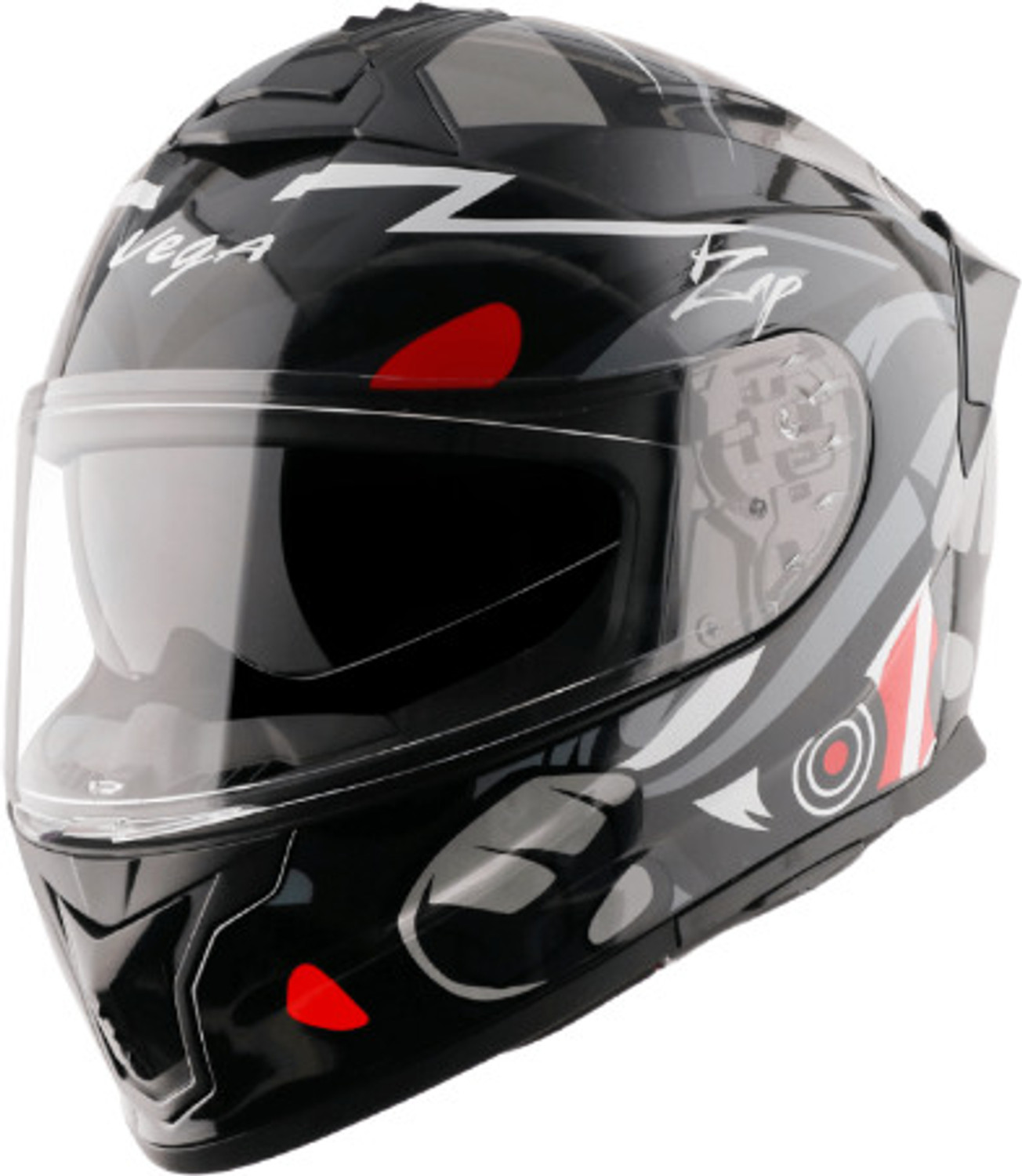 Image of VEGA Zap Dude Dual Visor isi & Dot Certified Full Face Medium Motorbike Helmet (Black Red)