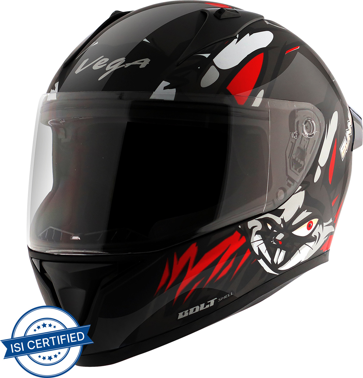 Image of CR Decals Designs Vega Bolt Bunny Motorbike Helmet (Black, Red)