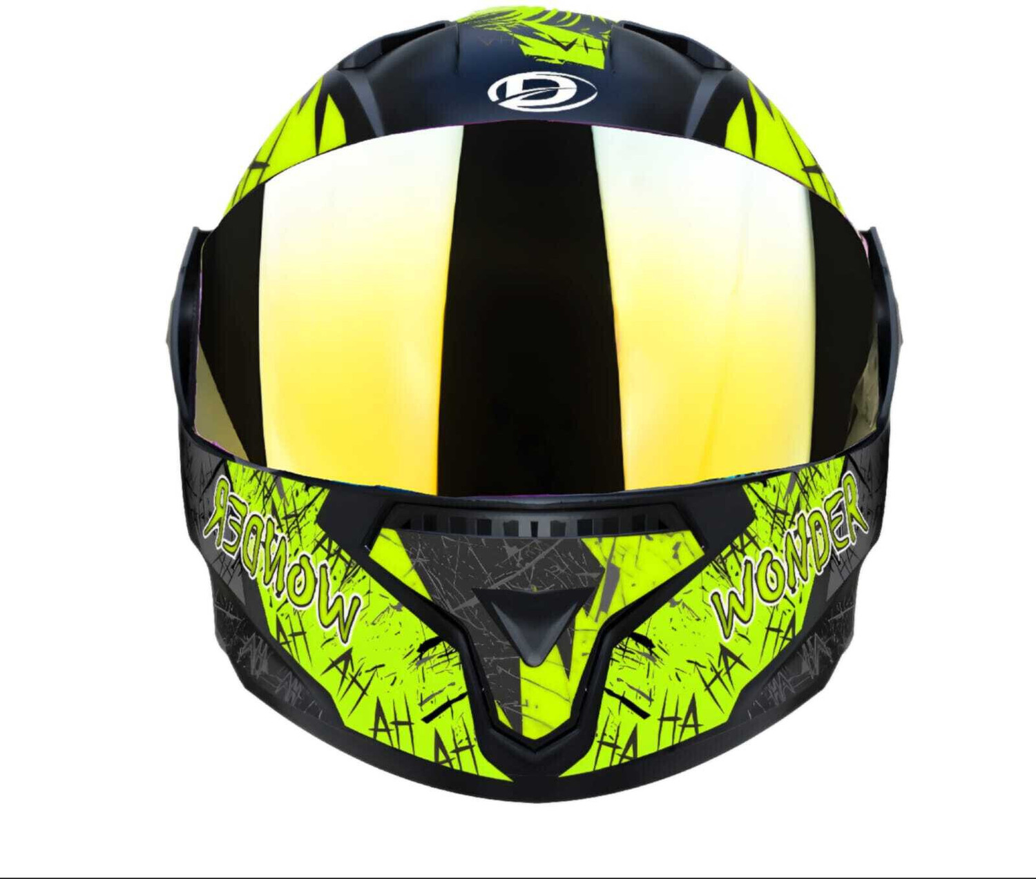 Image of FOROLY Wonder Ninja with Rainbow Visor ABS Material (OO-1) Motorbike Helmet (Green)
