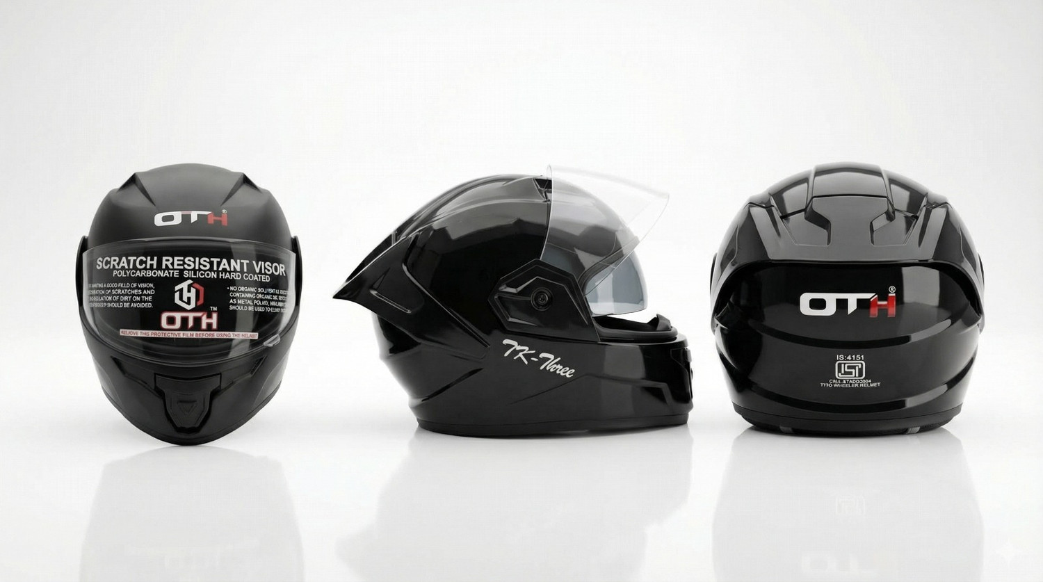 Image of OTH FighterGLOSSSY Motorbike Helmet (GLOSSY BLACK IN BLK WISER)