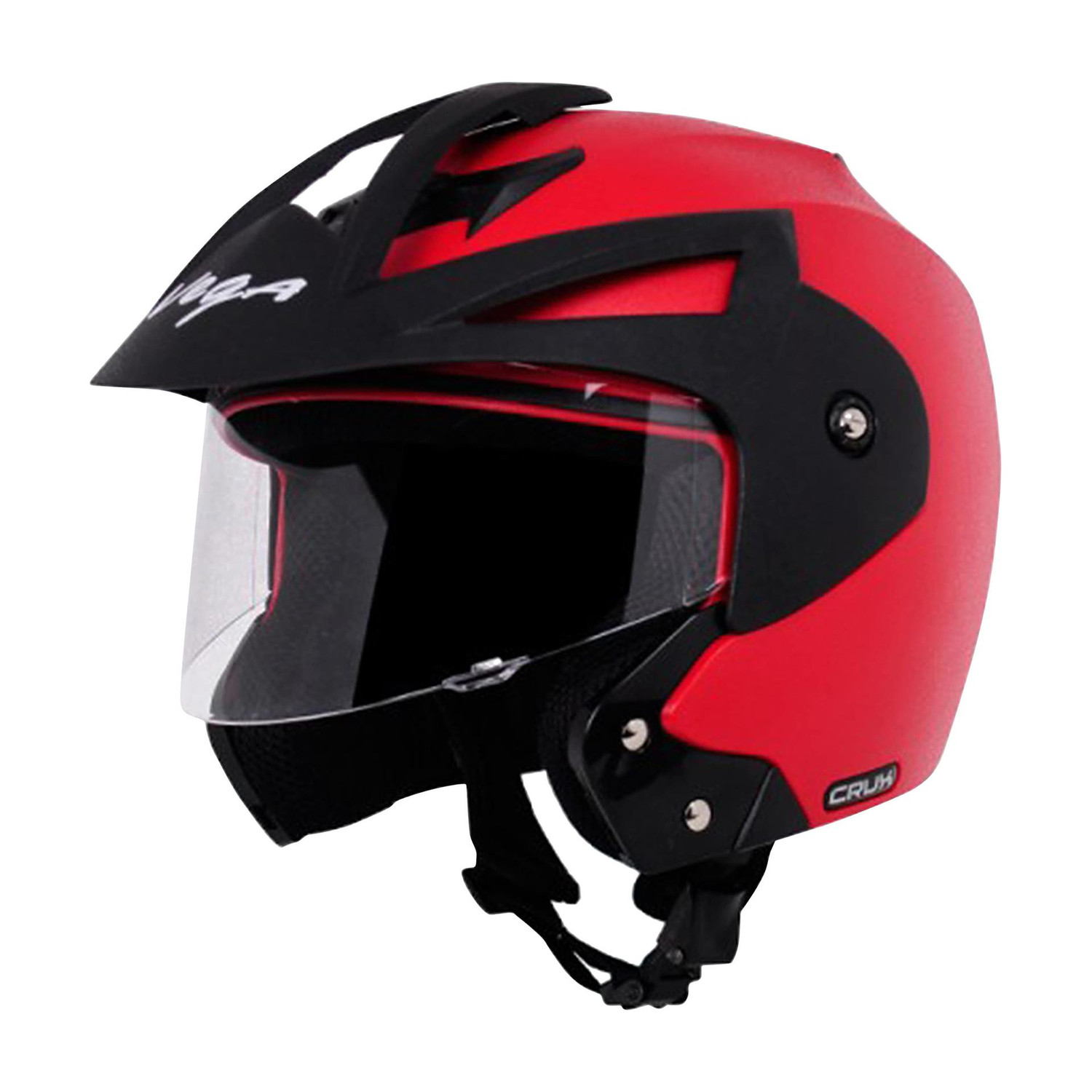 VEGA Crux Open Face Motorbike Helmet (Red) - Image 1