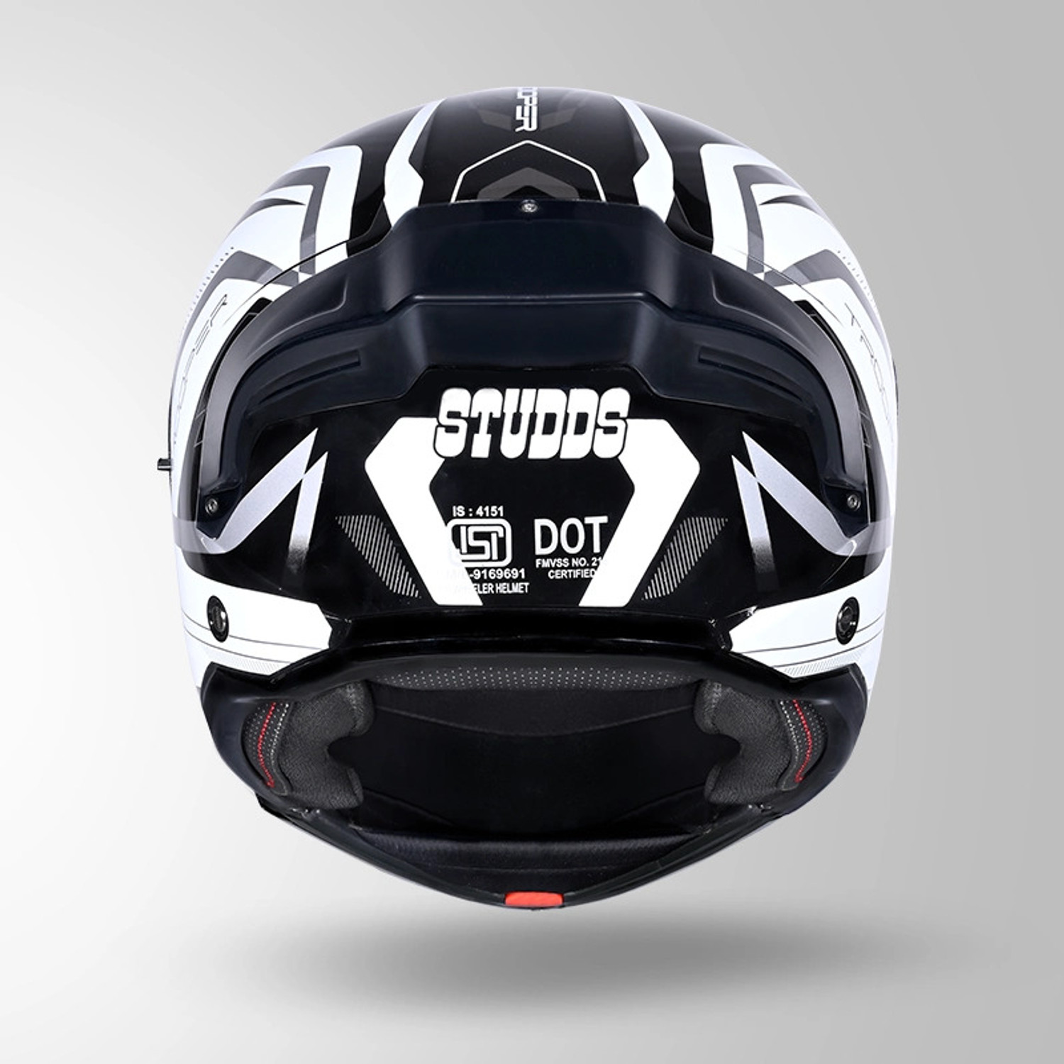 Image of STUDDS Trooper D3 isi & Dot Certified Flip-up Full Face 580mm with Dual Visor Motorbike Helmet (Glossy Black N6 White)