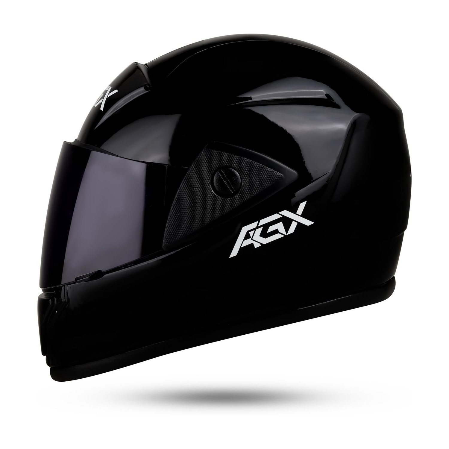 Agx Rado Black with Anti UV PC Visor ABS Material Unisex Motorbike Helmet (Jet Black) - Image 1
