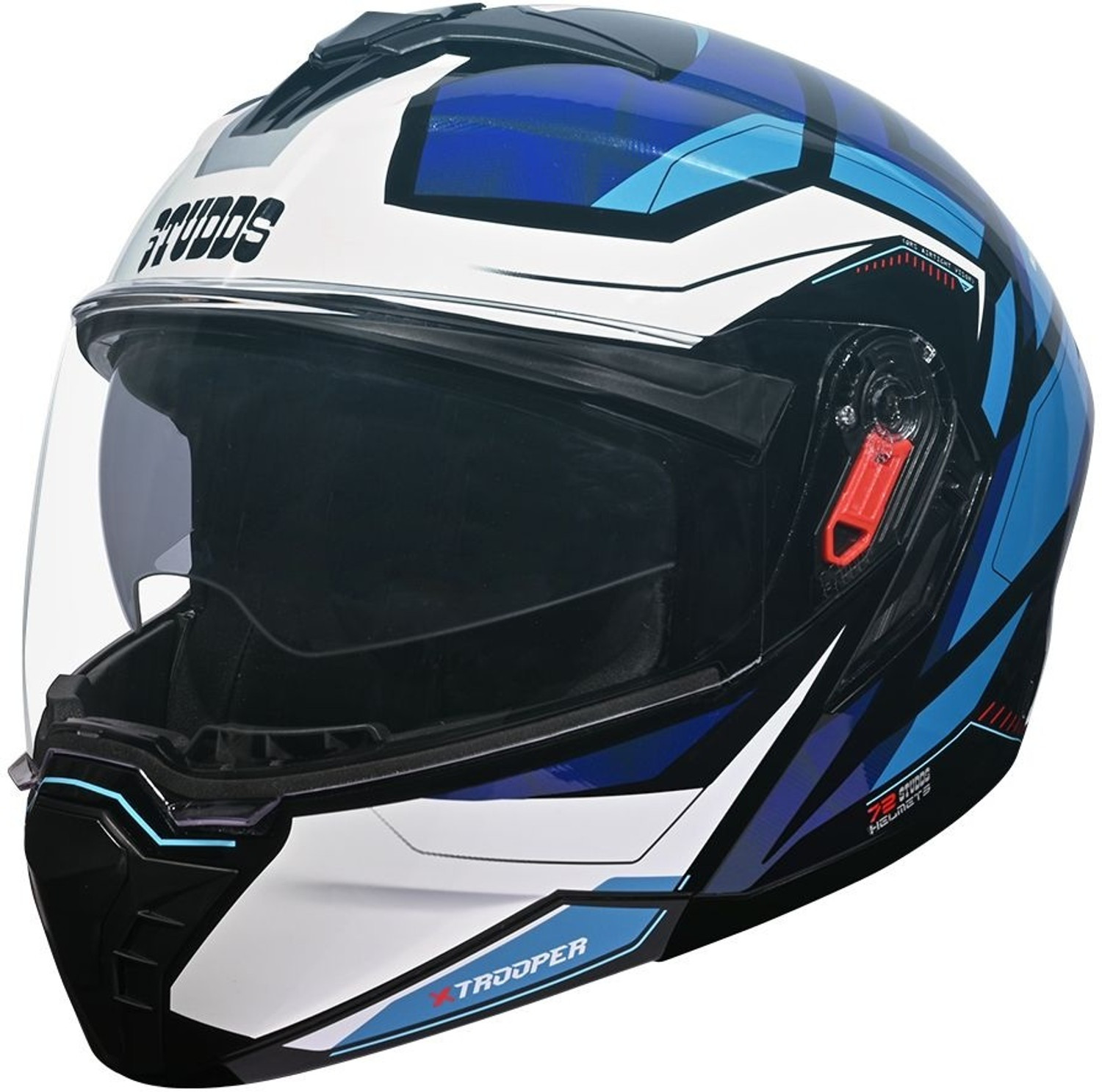 Image of STUDDS Trooper D3 isi & Dot Certified Flip-up Full Face 600mm with Dual Visor Motorbike Helmet (Matt Black N10 Orange)