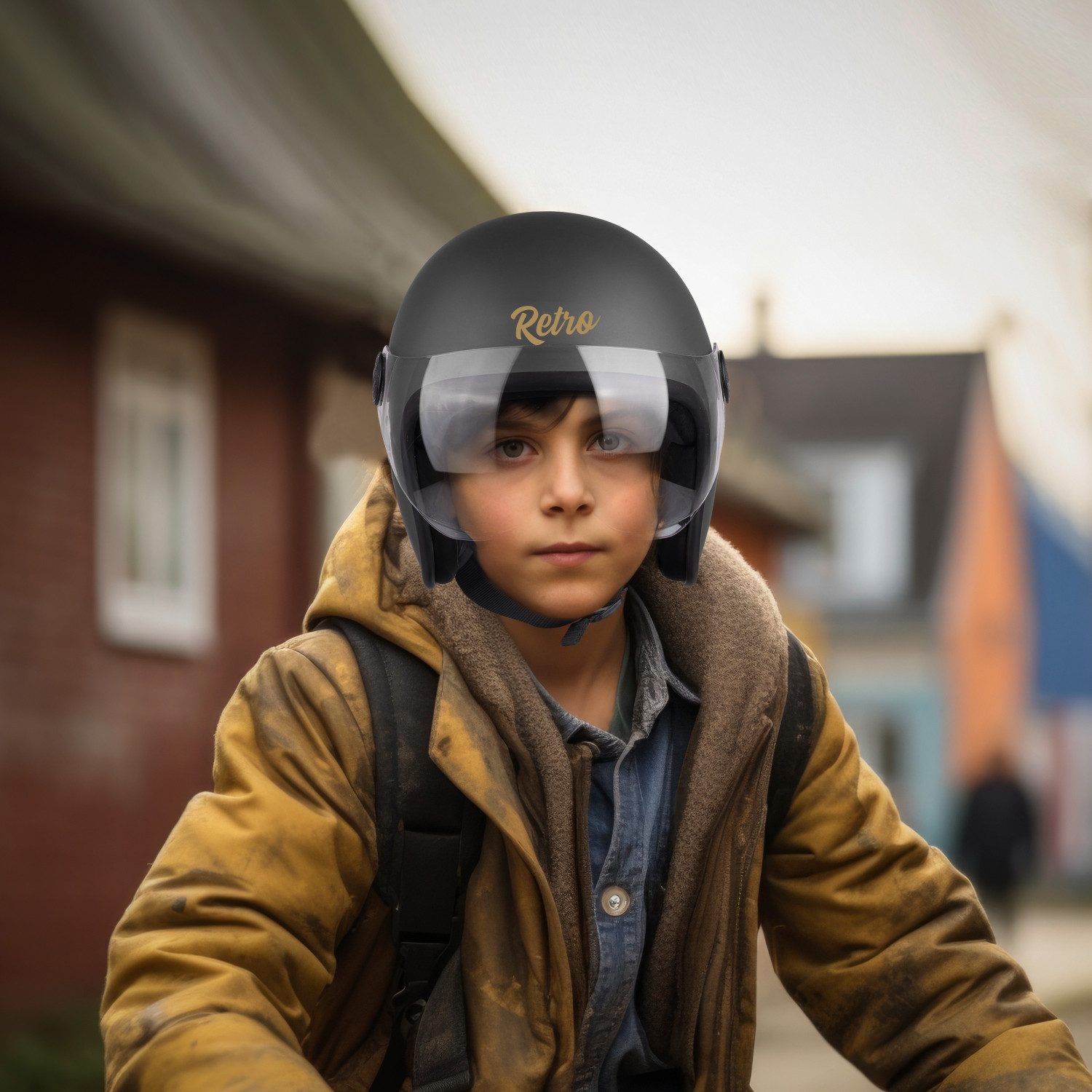 Image of Steelbird SBH-54 Retro ISI Certified Open Face Helmet for Men and Women Motorbike Helmet (Glossy H. Grey with Clear Visor)
