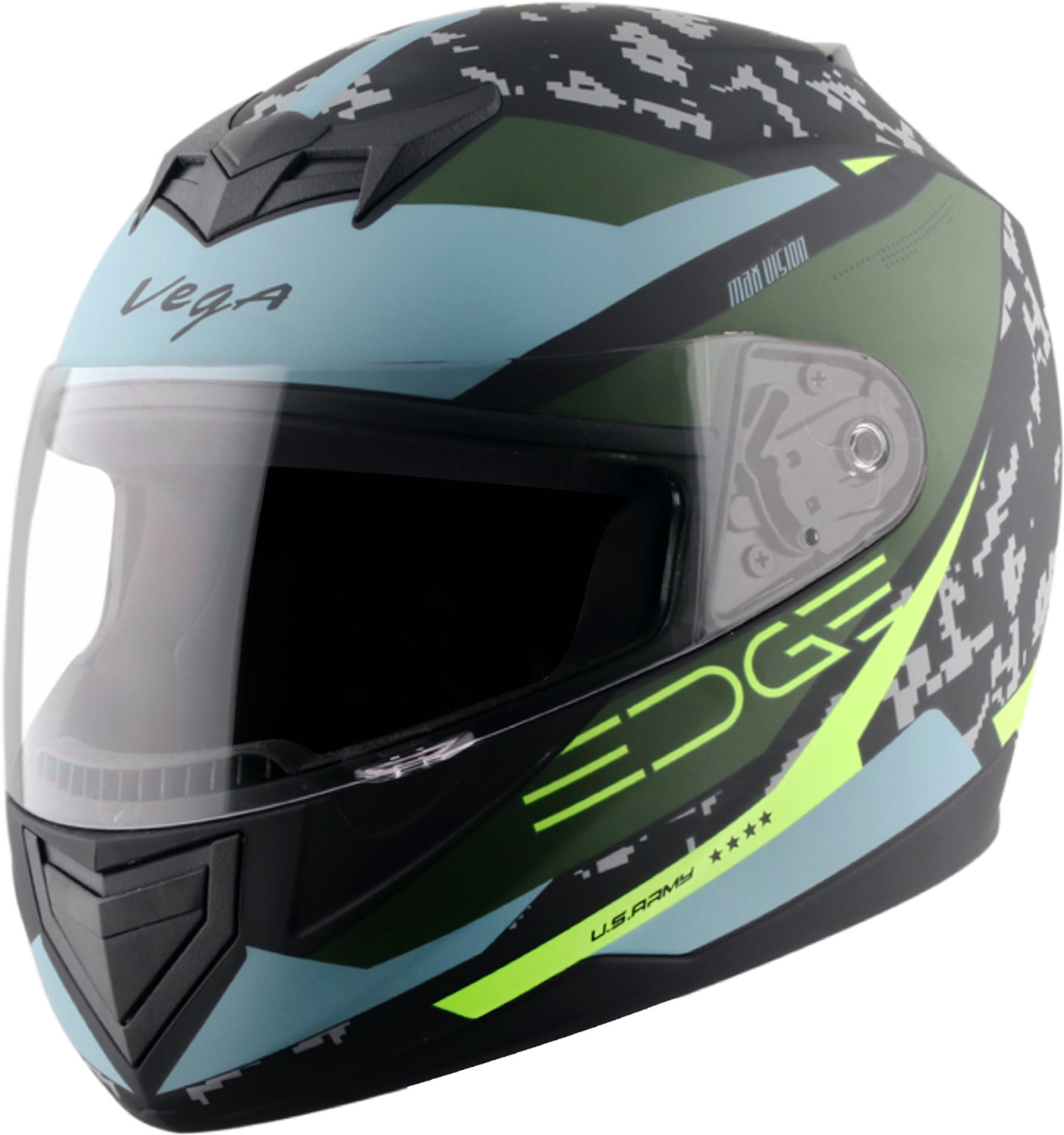 Image of FOROLY Wonder Ninja with Rainbow Visor ABS Material (OO-1) Motorbike Helmet (Green)