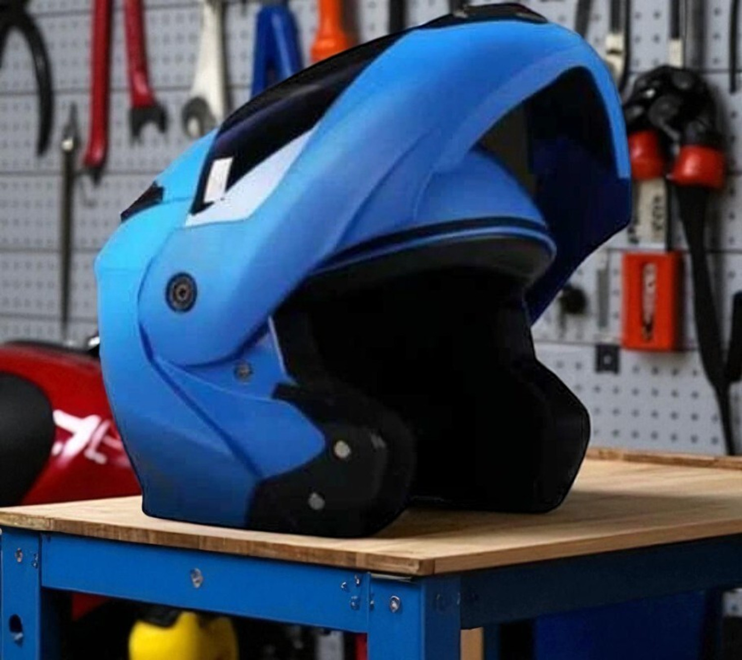 Image of STUDDS Trooper D3 isi & Dot Certified Flip-up Full Face 580mm with Dual Visor Motorbike Helmet (Glossy Black N6 White)