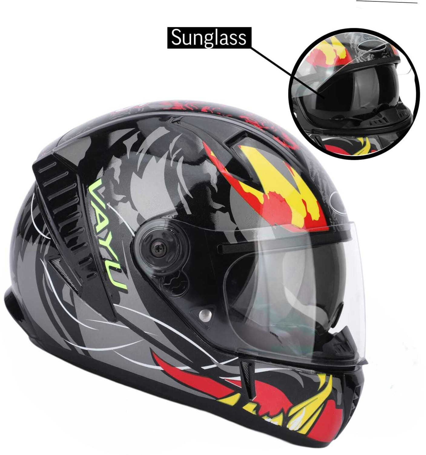 Image of Steelbird SBH-40 Octopus ISI Certified Full Face Graphic Helmet with Inner Sun Shield Motorbike Helmet (Glossy Black Sea Green)