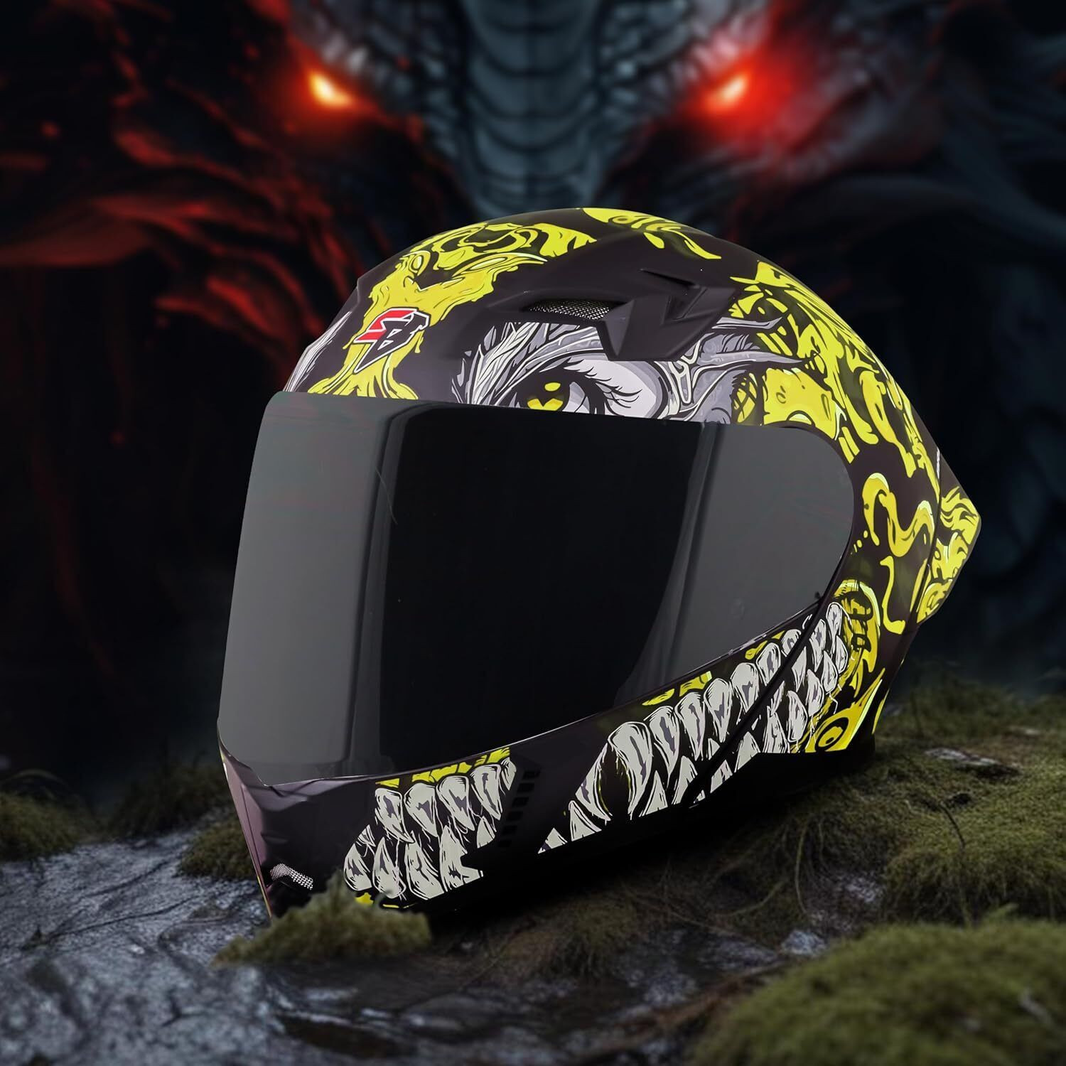Image of Steelbird Air SBA-20 ISS DRACO Flip Up ISI Certified Large With Inner Smoke Sun Shield Motorsports Helmet (Matt Black Neon)