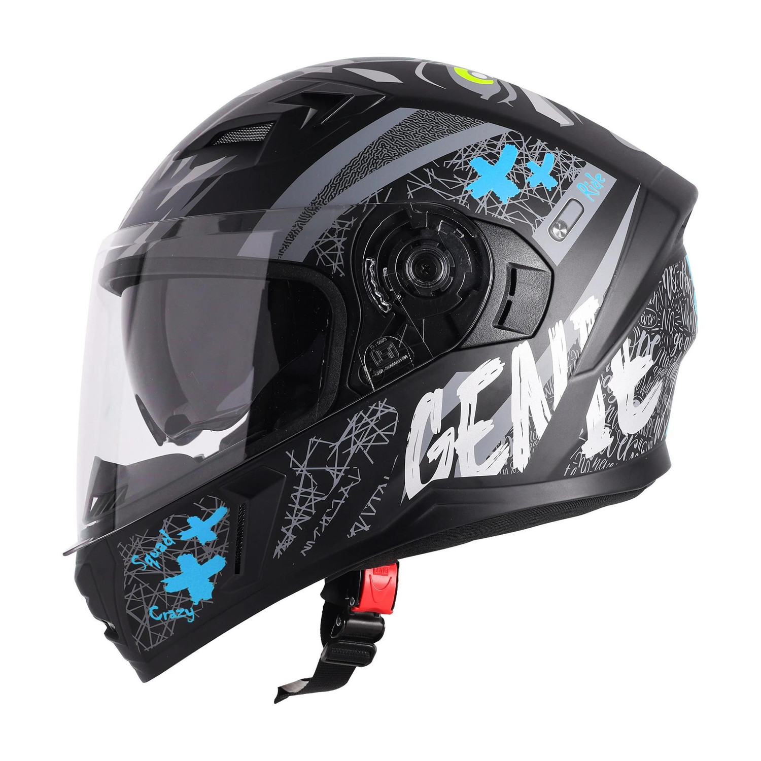 Image of Steelbird SBH-40 Octopus ISI Certified Full Face Graphic Helmet with Inner Sun Shield Motorbike Helmet (Glossy Black Sea Green)