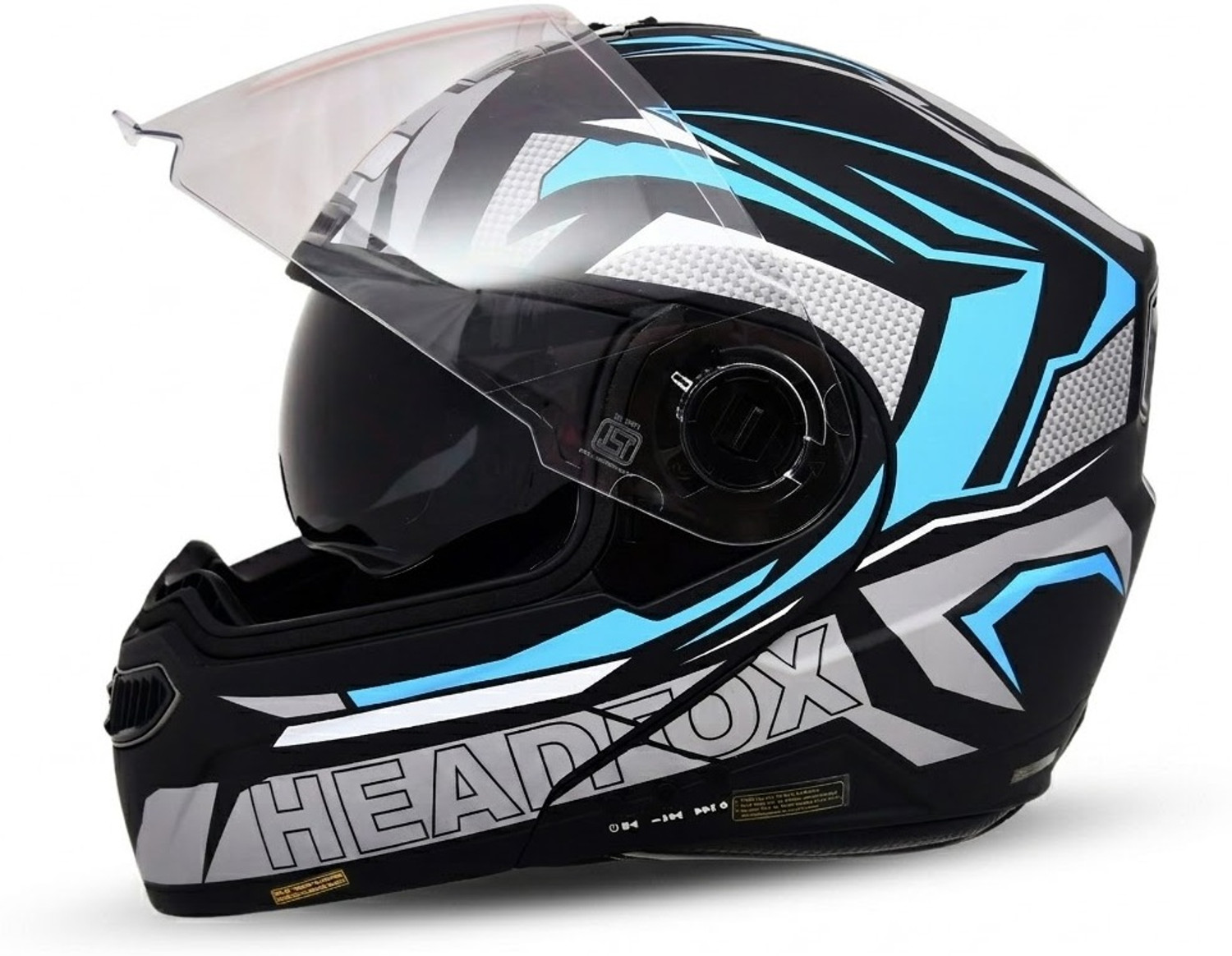 Image of IGNYTE IGN-4 Racer ISI /DOT Certified Full Face Graphic Helmet with Inner Sun Shield Motorbike Helmet (Glossy Black White with Anti Fog Clear Visor)