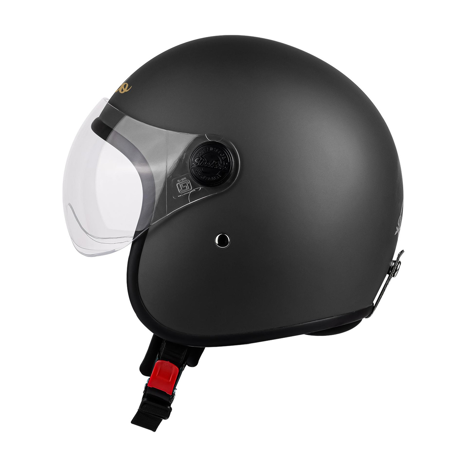 Image of Steelbird SBH-54 Retro ISI Certified Open Face Helmet for Men and Women Motorbike Helmet (Glossy H. Grey with Clear Visor)