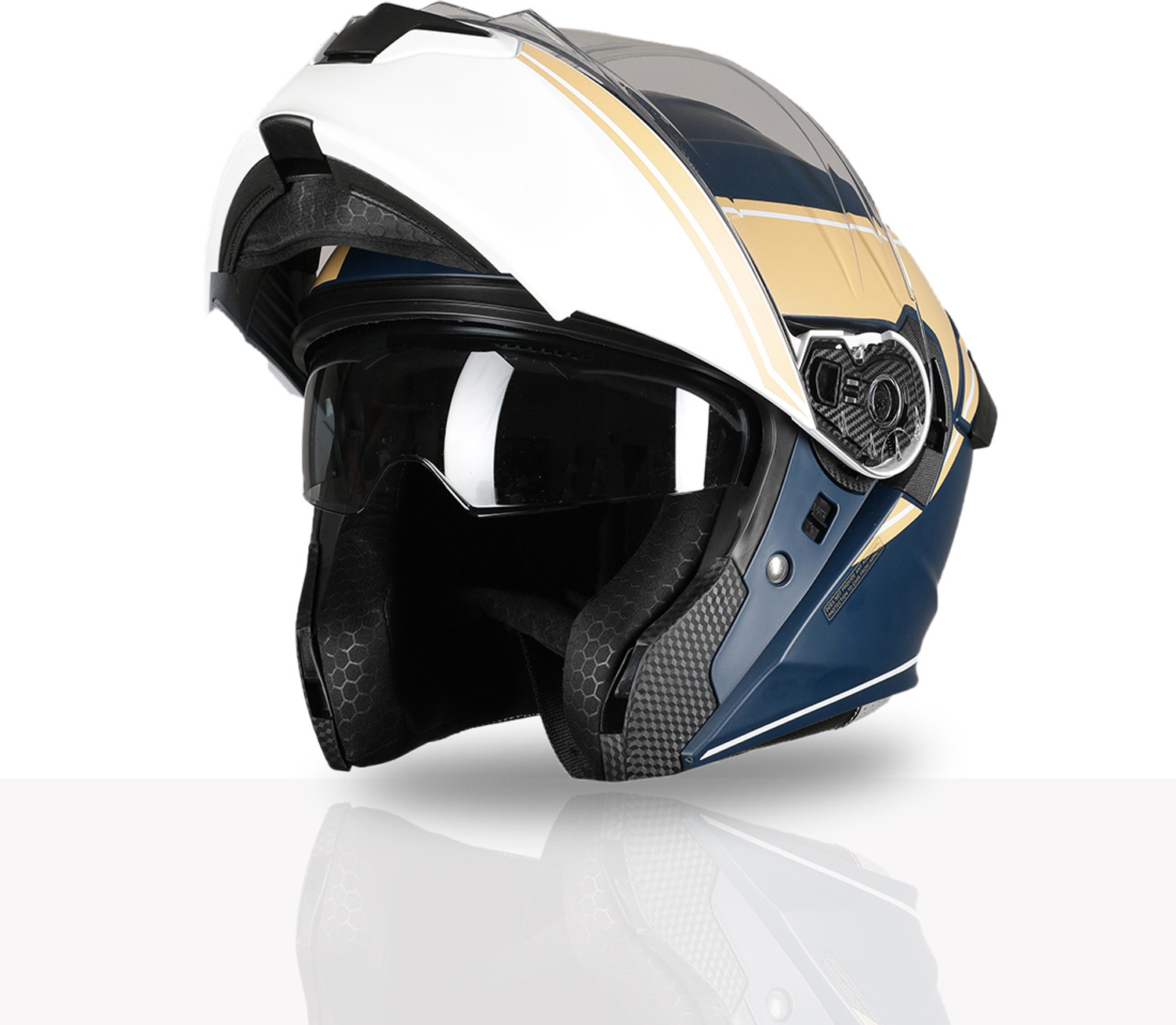 Image of STUDDS Trooper D3 isi & Dot Certified Flip-up Full Face 600mm with Dual Visor Motorbike Helmet (Matt Black N10 Orange)