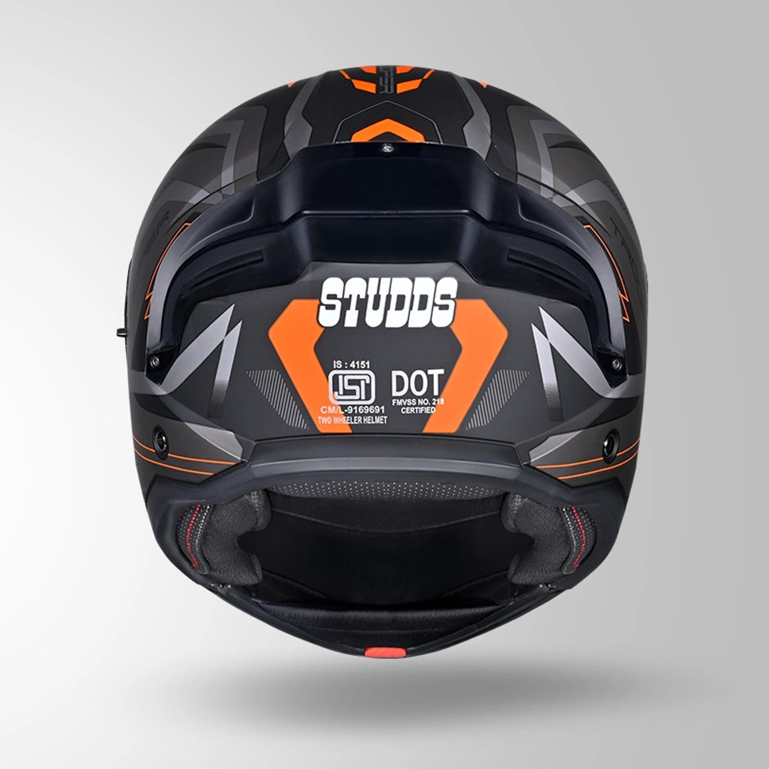Image of STUDDS Trooper D3 isi & Dot Certified Flip-up Full Face 600mm with Dual Visor Motorbike Helmet (Matt Black N10 Orange)