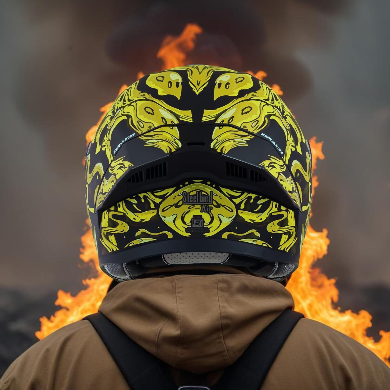Image of Steelbird Air SBA-20 ISS DRACO Flip Up ISI Certified Large With Inner Smoke Sun Shield Motorsports Helmet (Matt Black Neon)