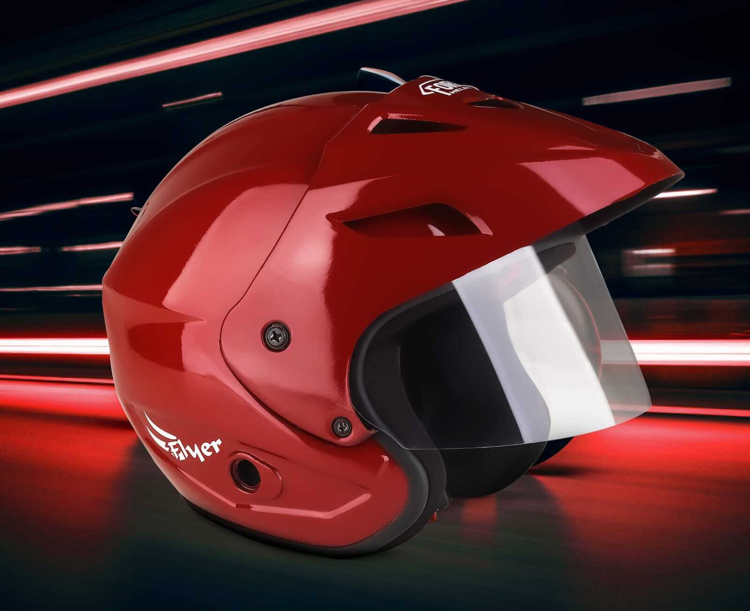 Image of AGX Neno Peak ABS Material with Polycarbonate Visor Motorbike Helmet (Red)