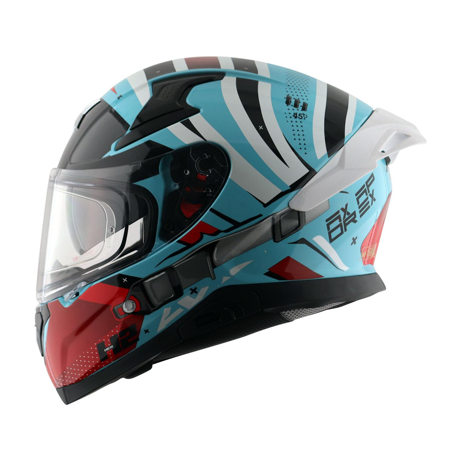 Image of IGNYTE IGN-4 Racer ISI /DOT Certified Full Face Graphic Helmet with Inner Sun Shield Motorbike Helmet (Glossy Black White with Anti Fog Clear Visor)