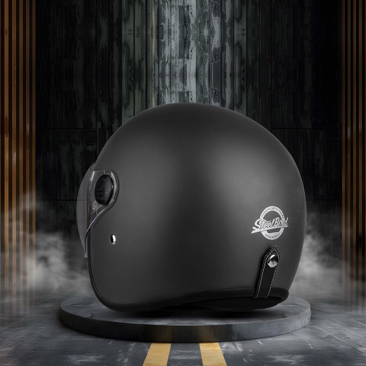 Image of Steelbird SBH-54 Retro ISI Certified Open Face Helmet for Men and Women Motorbike Helmet (Glossy H. Grey with Clear Visor)