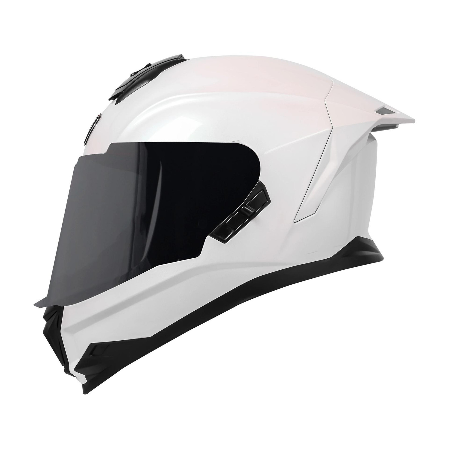 Image of IGNYTE IGN-4 Racer ISI /DOT Certified Full Face Graphic Helmet with Inner Sun Shield Motorbike Helmet (Glossy Black White with Anti Fog Clear Visor)