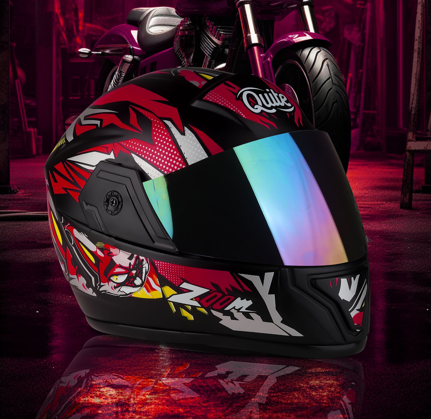 Image of OTH FighterGLOSSSY Motorbike Helmet (GLOSSY BLACK IN BLK WISER)