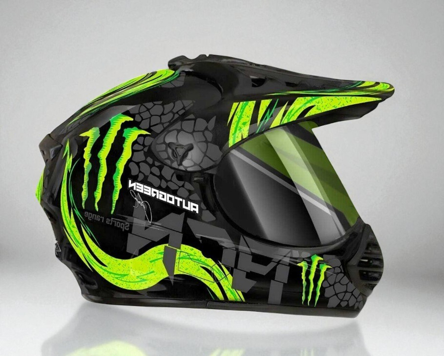 Image of FOROLY Wonder Ninja with Rainbow Visor ABS Material (OO-1) Motorbike Helmet (Green)