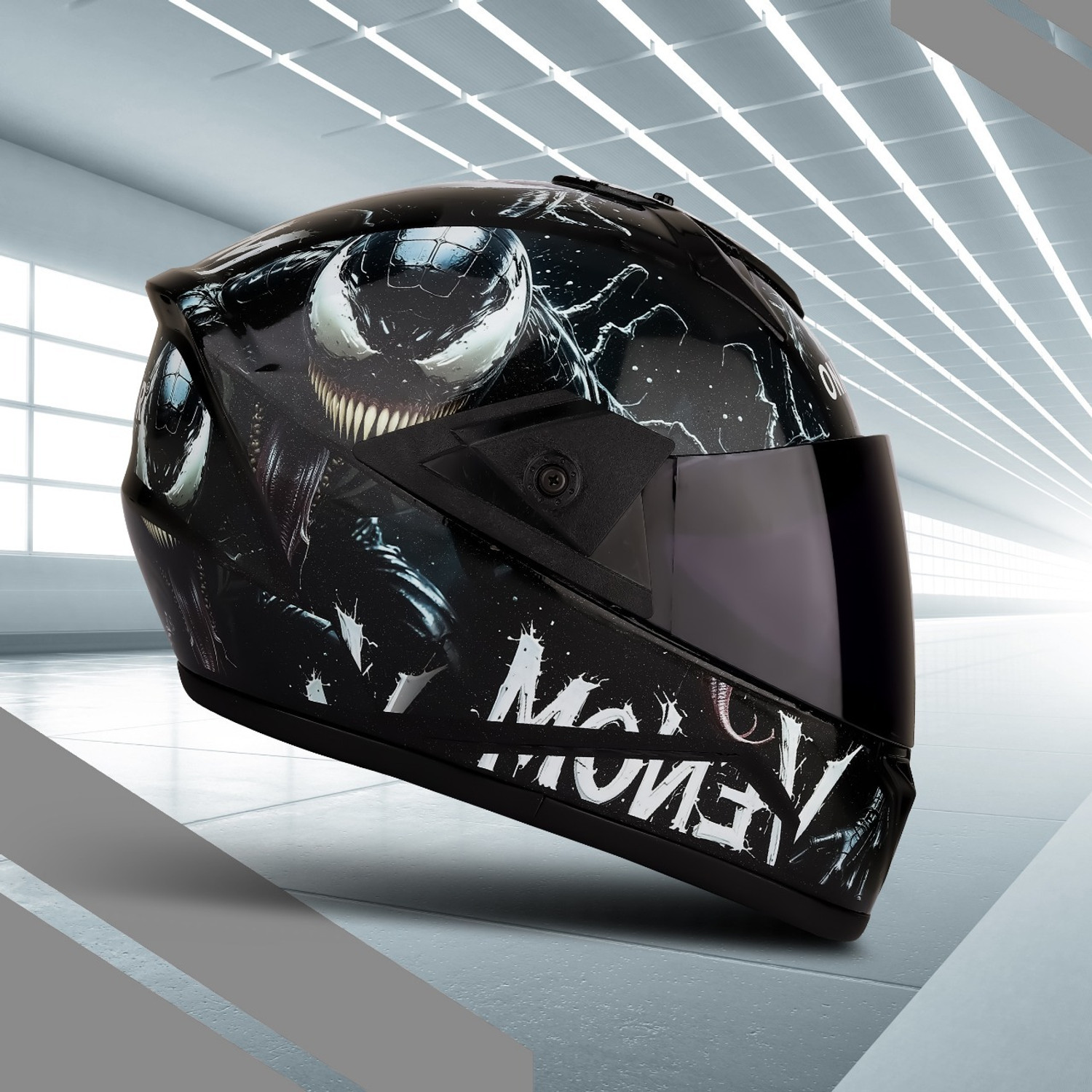 Image of urban carrier ABS Material Full Face Rainbow Visor, UV Scratch Resistance(A113) Motorbike Helmet (Grey)